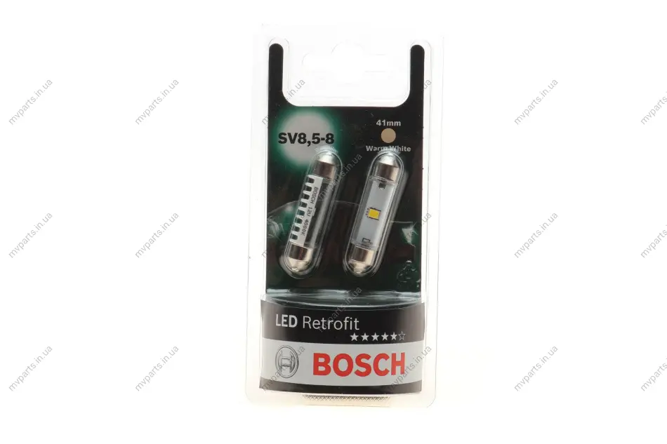 Автолампа 12V 1W SV8.5-8 LED Retrofit 4000K BL (4000K) (blister/К-кт 2 шт.) 1 987 301 510 BOSCH 1-987-301-510 (фото 1)