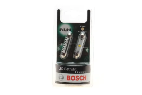 Автолампа 12V 1W SV8.5-8 LED Retrofit 4000K BL (4000K) (blister/К-кт 2 шт.) 1 987 301 510 BOSCH 1-987-301-510