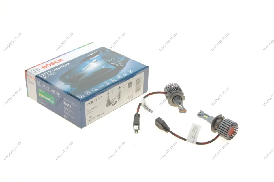 Автолампа H7 12V 20W PX26d LED Powerlight 6000K (к-кт 2 шт) 1 987 301 567 BOSCH 1-987-301-567 (фото 1)