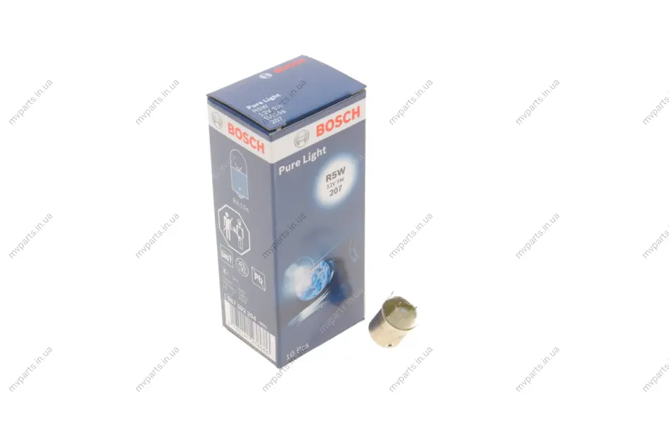 Автолампа R5W 12V 5W BA15s Pure Light 1 987 302 204 BOSCH 1-987-302-204 (фото 1)