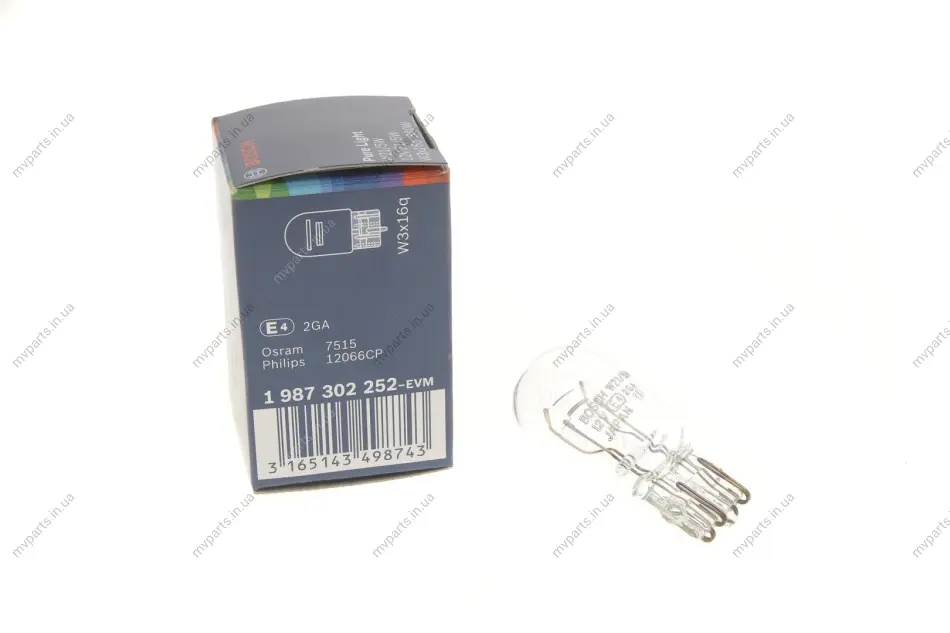 Автолампа W21/5W 12V 21/5W W3x16q Pure Light 380W (без цоколя) 1 987 302 252 BOSCH 1-987-302-252 (фото 1)