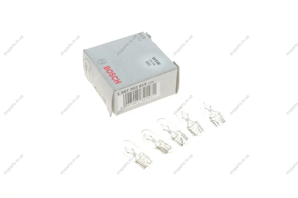 Автолампа W5W 12V 5W W2.1x9.5d Eco 1 987 302 819 BOSCH 1-987-302-819 (фото 1)