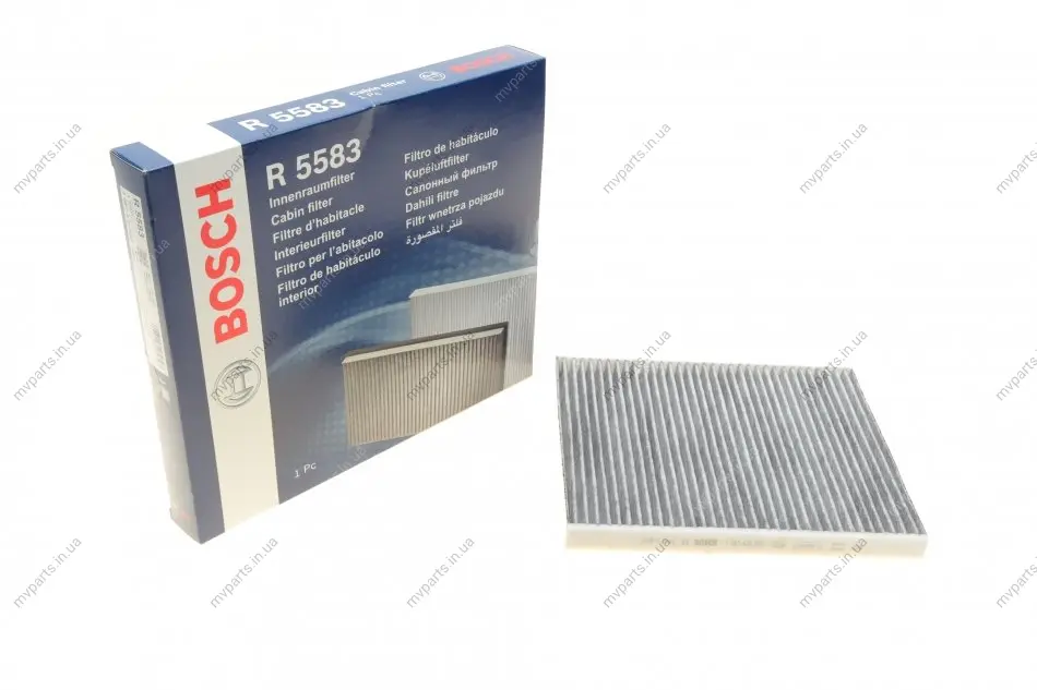 Фільтр салону Fiat Panda 1.1-1.4 JTD 95-/Ford Ka 1.2/1.3 TDCi 08-16 (вугільний) 1 987 435 583 BOSCH 1-987-435-583 (фото 1)