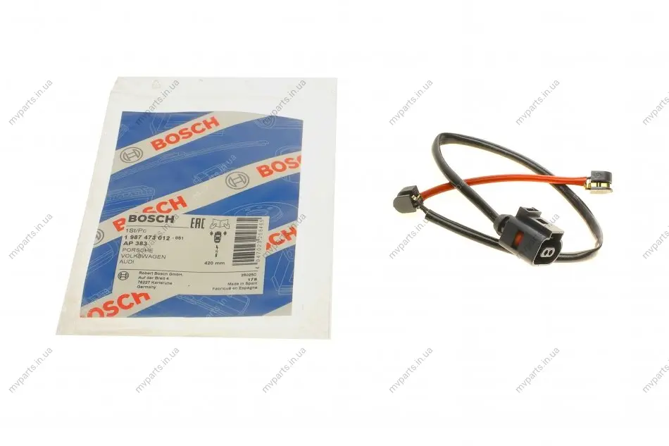 Датчик зносу колодок гальмівних (передніх) VW Touareg 02-10/ Audi Q7 06-15 1 987 473 012 BOSCH 1-987-473-012 (фото 1)