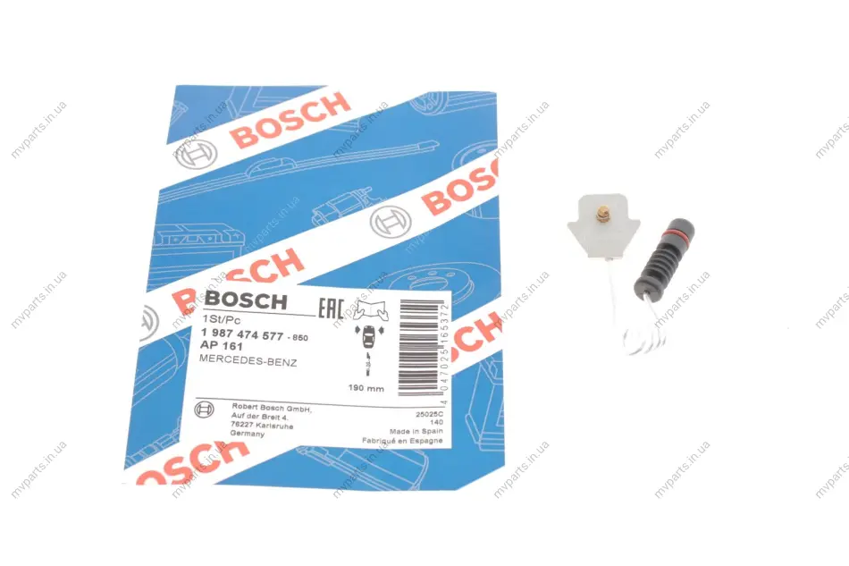 Датчик зносу гальмівних колодок (передніх) MB (W124/W201) 82-98 (L=190mm) 1 987 474 577 BOSCH 1-987-474-577 (фото 1)