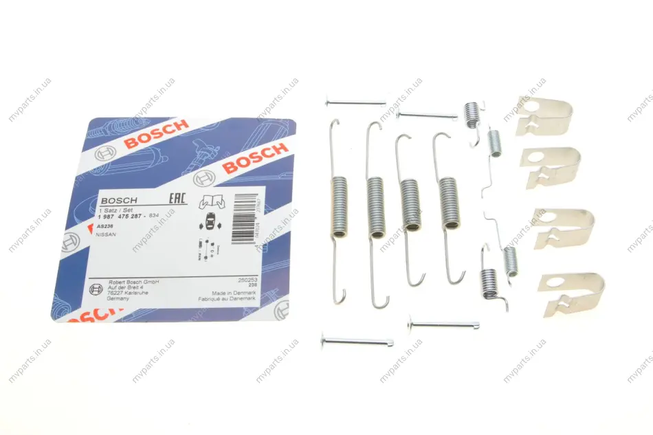 Комплект пружинок колодок ручника Nissan Almera II/Primera 15-2.0 96-06 1 987 475 287 BOSCH 1-987-475-287 (фото 1)