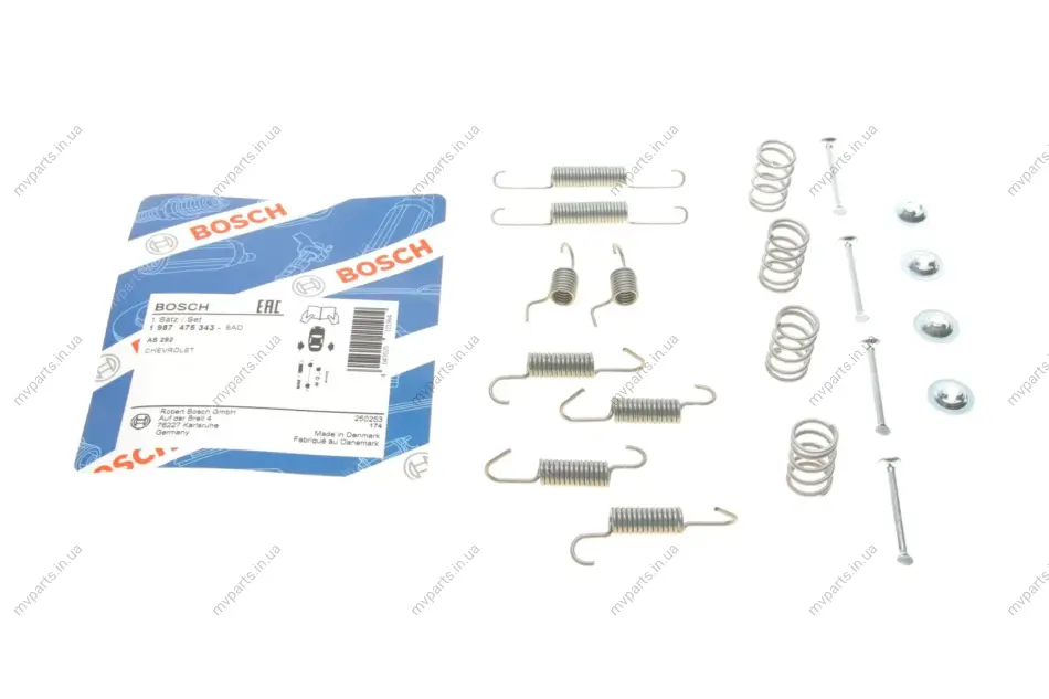 Комплект пружинок колодок ручника Chevrolet Lacetti/Nubira 1.4-2.0D 05- 1 987 475 343 BOSCH 1-987-475-343 (фото 1)