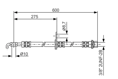 Шланг гальмівний (передній) (L) Toyota Avensis/Corolla 1.4-2.4D 01-08 (L=581mm) 1 987 476 246 BOSCH 1-987-476-246