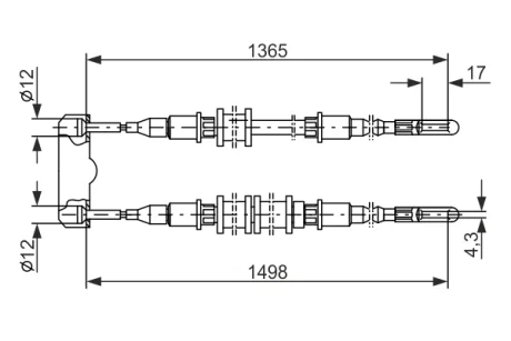Трос ручника (задній) Opel Calibra/Vectra 89-97 (1365/1498mm) 1 987 477 130 BOSCH 1-987-477-130