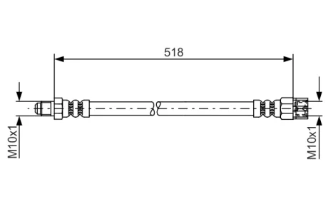 Шланг гальмівний (задній) MB Vito (W638) 96-03 (518mm) 1 987 481 007 BOSCH 1-987-481-007