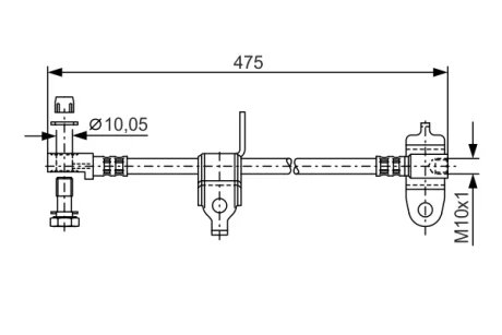 Шланг гальмівний (передній) Ford Transit 00-06 (L) (L=463mm) 1 987 481 045 BOSCH 1-987-481-045