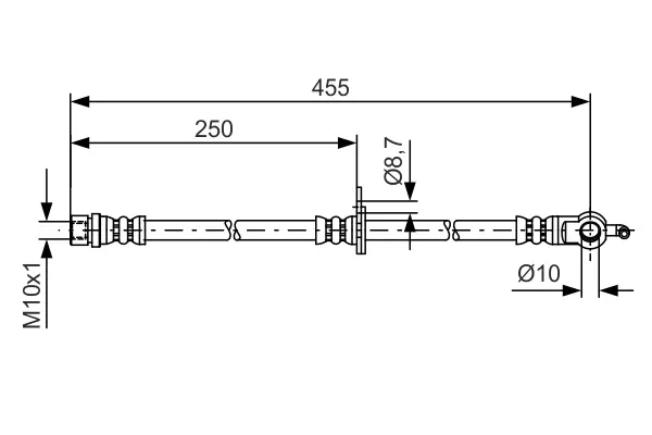 Шланг гальмівний (передній) Lexus RX/Toyota Avensis 99-08 (R) (L=500mm) 1 987 481 389 BOSCH 1-987-481-389 (фото 1)