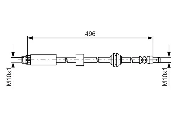 Шланг гальмівний (передній) BMW 5 (E60) 06-10 (L=496mm) M57/N53 1 987 481 590 BOSCH 1-987-481-590 (фото 1)
