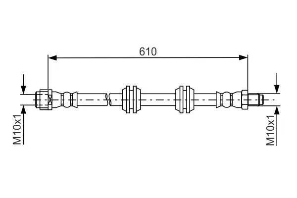 Шланг гальмівний (задній) MB M-class (W164)/GL-class (X164) 05-12 (610mm) 1 987 481 744 BOSCH 1-987-481-744 (фото 1)