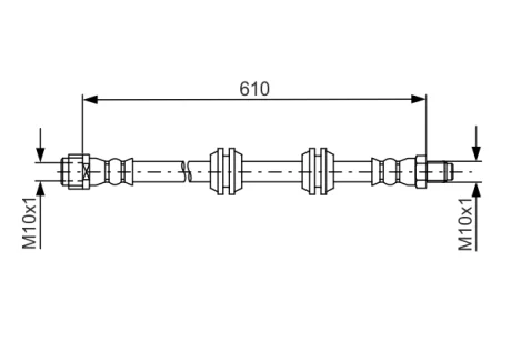 Шланг гальмівний (задній) MB M-class (W164)/GL-class (X164) 05-12 (610mm) 1 987 481 744 BOSCH 1-987-481-744