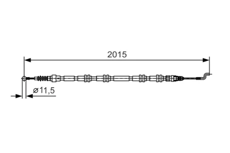 Трос ручника (задній) VW T5 04-15 (2015/1648mm) (довга база) 1 987 482 017 BOSCH 1-987-482-017