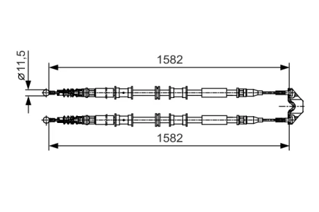 Трос ручника (центральний) Opel Combo 01- (1582/1582mm) 1 987 482 138 BOSCH 1-987-482-138