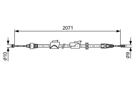 Трос ручника (задній) (R) Ford S-Max/Galaxy 06-15 (2071mm) 1 987 482 242 BOSCH 1-987-482-242