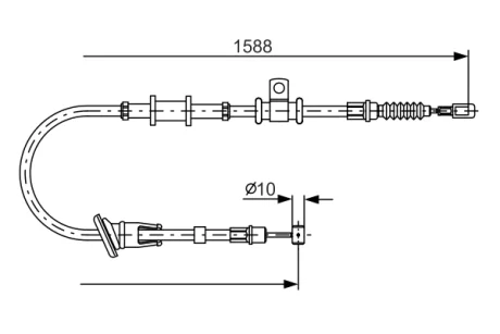Трос ручника (задній) (R) Mitsubishi Carisma 95-06 (1588/1315mm) 1 987 482 246 BOSCH 1-987-482-246