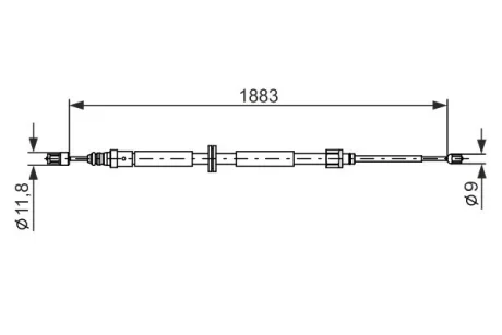 Трос ручника (задній) Renault Megane III 08- (1883/1062mm) 1 987 482 302 BOSCH 1-987-482-302