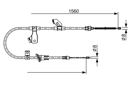Трос ручника (задній) (R) Mitsubishi Colt VI/Smart Forfour 04-12 (1560mm) 1 987 482 626 BOSCH 1-987-482-626