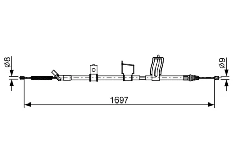 Трос ручника (задній) (R) Renault Koleos 2.0 dCi 08-16 (1697mm) 1 987 482 628 BOSCH 1-987-482-628