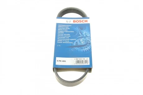 Ремінь генератора VW Golf V/Passat/Touran 1.4TSI 05-/Skoda Fabia 1.4 TSI RS 10-14 (5PK491) 1 987 945 731 BOSCH 1-987-945-731