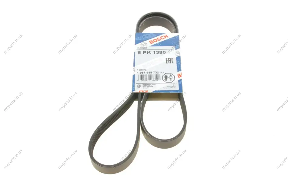 Ремінь генератора Opel Zafira/Astra H 1.9 CDTI 04-15/Chevrolet Aveo 1.4 11- (6PK1380) 1 987 945 732 BOSCH 1-987-945-732 (фото 1)