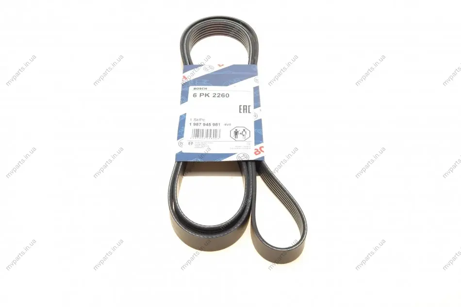 Ремінь генератора MB Sprinter CDI (-AC) (6PK2260) 1 987 945 981 BOSCH 1-987-945-981 (фото 1)