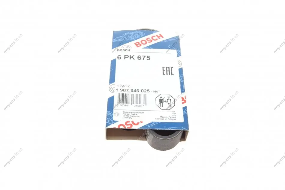 Ремінь генератора Nissan Micra 1.0-1.4i 16V 92-03 (6PK675) 1 987 946 025 BOSCH 1-987-946-025 (фото 1)