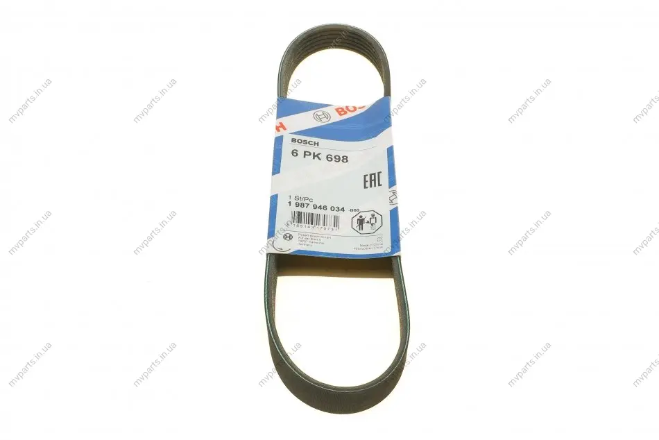 Ремінь генератора поліклиновий Citroen Jumper/Fiat Ducato/Peugeot Boxer 2.0 94- (6PK698) 1 987 946 034 BOSCH 1-987-946-034 (фото 1)