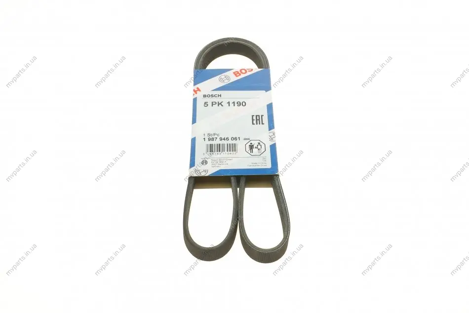 Ремінь генератора Toyota Corolla 2.0D 99-03/BMW 8 (E31) 4.5-5.0 90-99 (5PK1190) 1 987 946 061 BOSCH 1-987-946-061 (фото 1)
