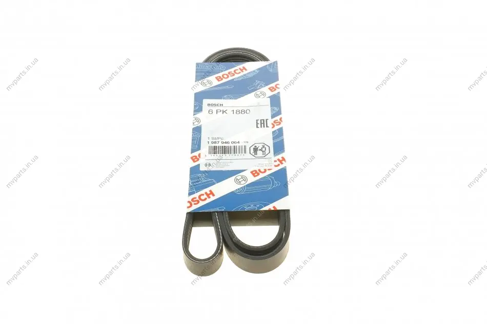 Ремінь генератора Audi A4/A6/A8 2.4/2.6/2.8 95- (6PK1880) 1 987 946 064 BOSCH 1-987-946-064 (фото 1)
