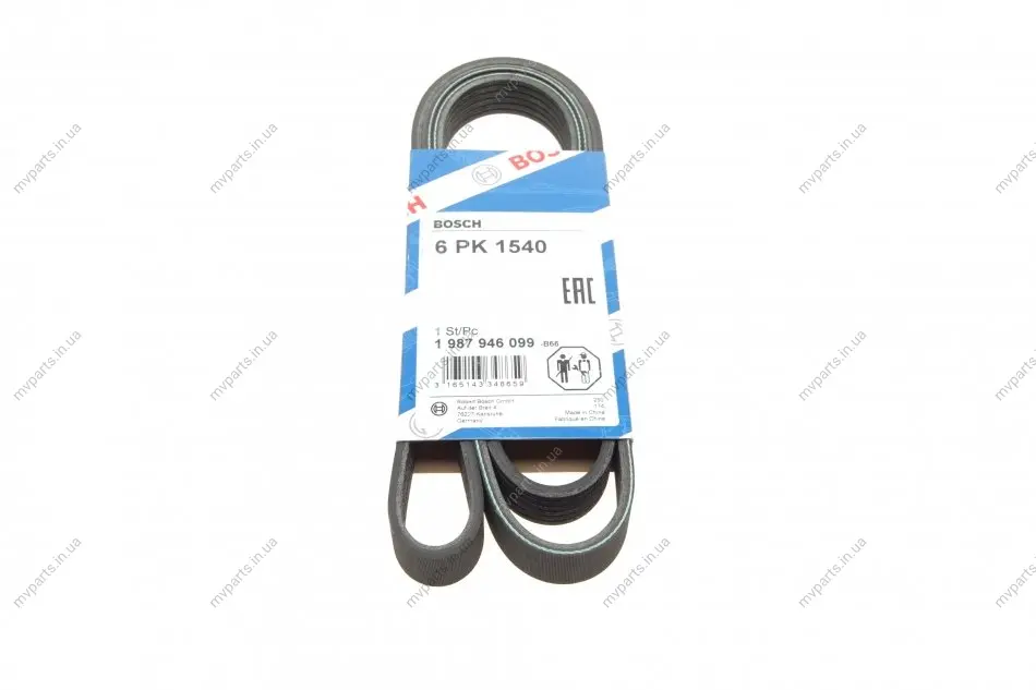 Ремінь генератора поліклиновий VW Golf/BMW/Ford/Opel (6PK1540) 1 987 946 099 BOSCH 1-987-946-099 (фото 1)