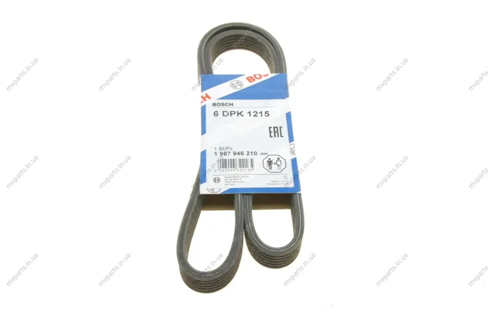 Ремінь генератора VW T5 1.9TDI/VW Caddy 1.9/2.0TDI (+AC) (6PK1215) 1 987 946 210 BOSCH 1-987-946-210 (фото 1)
