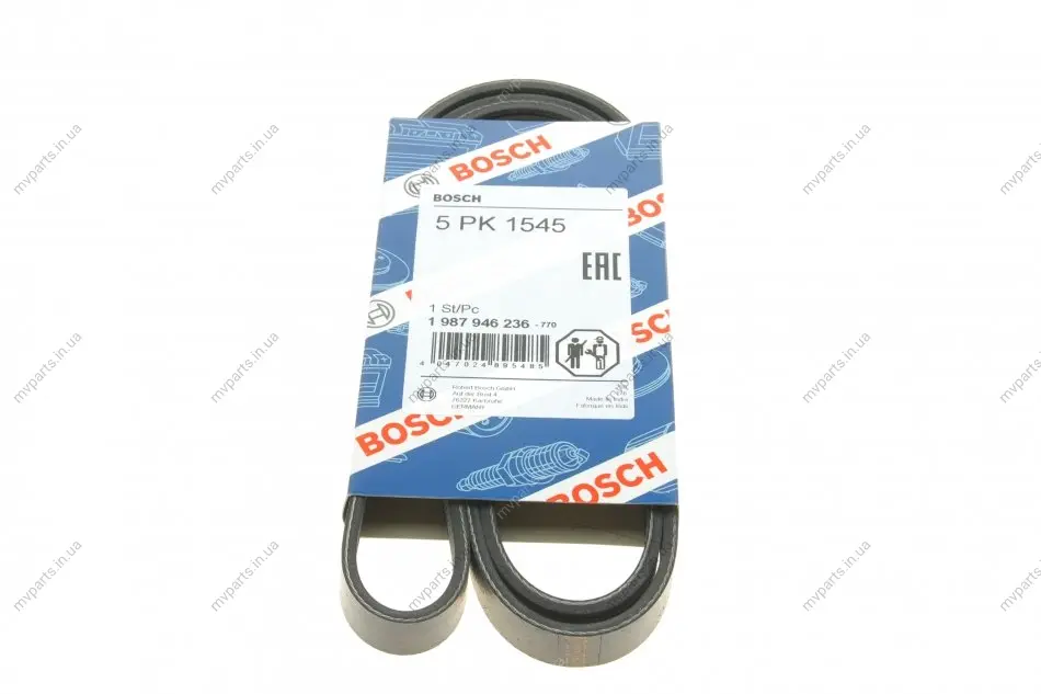 Ремінь генератора Opel Zafira 1.6 05-15/ Suzuki Baleno1.8i 96-02/ Grand Vitara2.0 98-15 (5PK1545) 1 987 946 236 BOSCH 1-987-946-236 (фото 1)