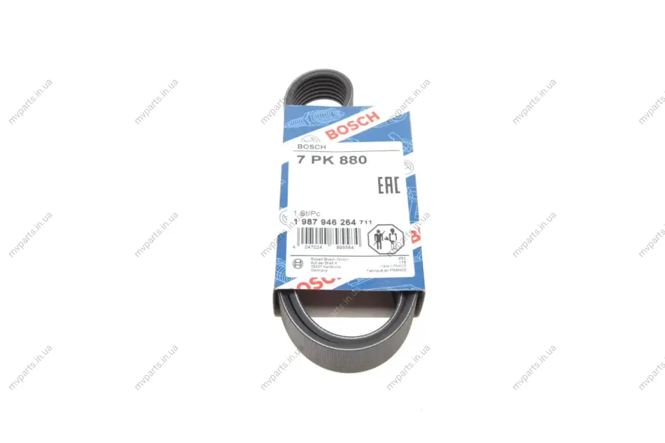 Ремінь генератора Renault Clio 1.2 16V 05-14 (7PK880) 1 987 946 264 BOSCH 1-987-946-264 (фото 1)