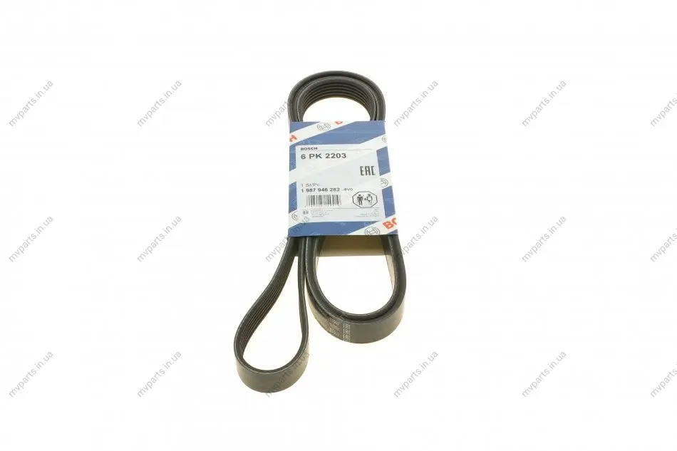 Ремінь генератора MB Sprinter OM611 (-AC) (6PK2203) 1 987 946 282 BOSCH 1-987-946-282 (фото 1)
