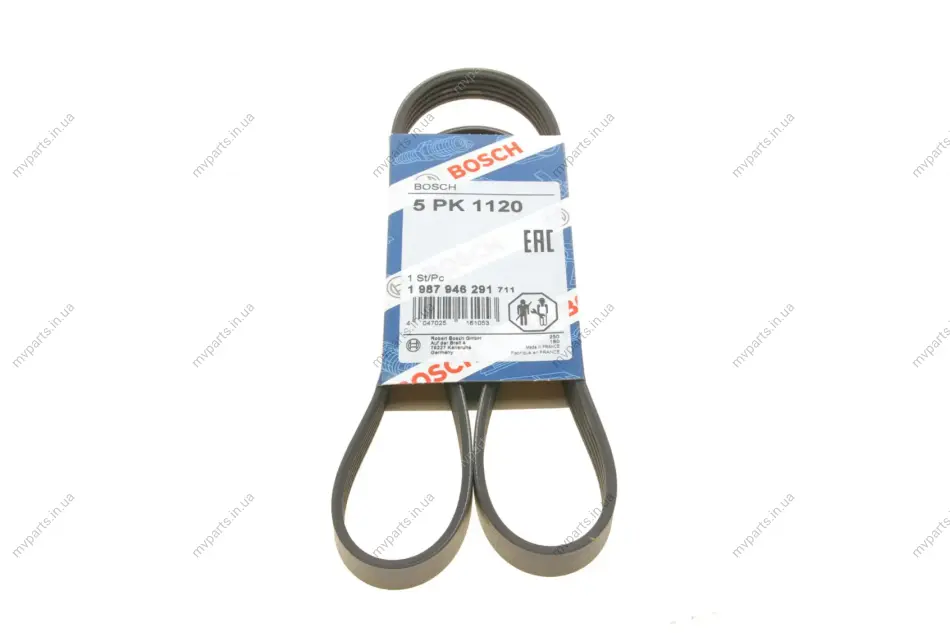 Ремінь генератора VW Touareg 4.2 FSI 06-18/Audi A8/Q7 4.2FSI 06-12 (5PK1120) 1 987 946 291 BOSCH 1-987-946-291 (фото 1)