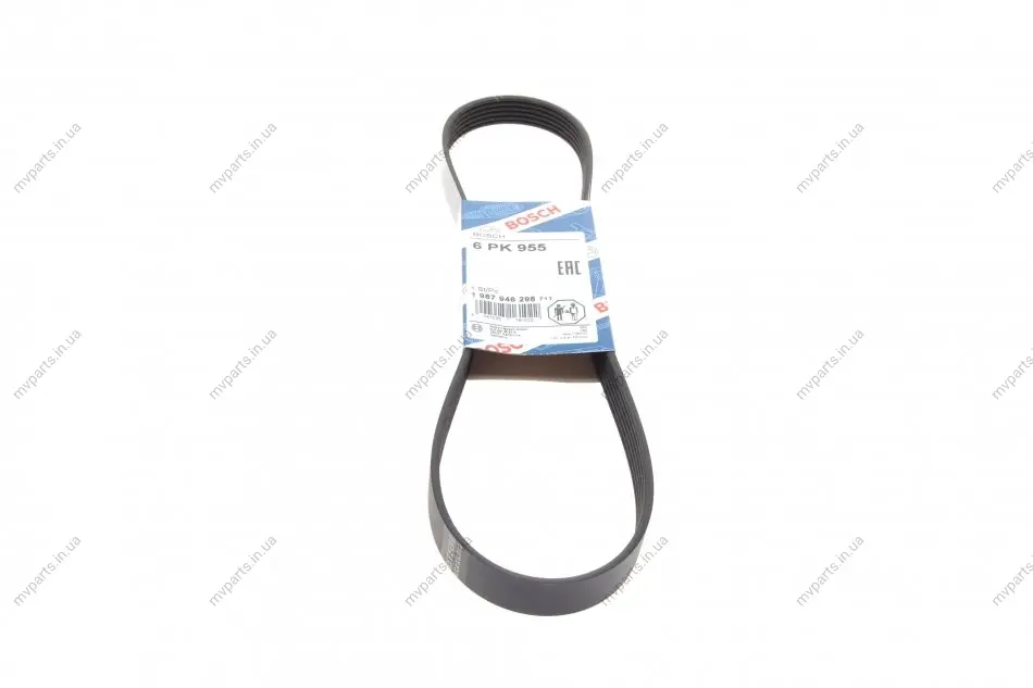 Ремінь генератора VW Golf/Skoda Octavia 2.0i 04-13/Mazda 2/3 1.5 13-/Kia Ceed 1.4/1.6 07- (6PK955) 1 987 946 298 BOSCH 1-987-946-298 (фото 1)