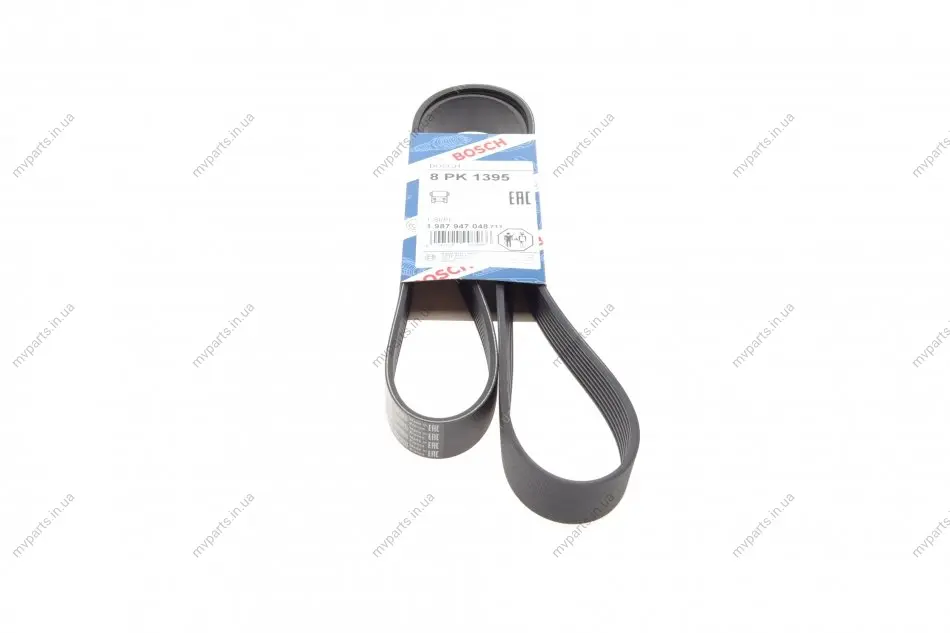 Ремінь генератора BMW 3 (F30/F80)/5 (F10)/ X5 (F15/F85)/ X6 (F16/F86) 13- (8PK1395) (N55) 1 987 947 048 BOSCH 1-987-947-048 (фото 1)