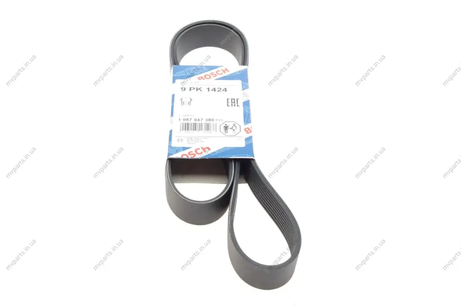Ремінь генератора Daf CF/XF 12.9 05- (9PK1424) 1 987 947 380 BOSCH 1-987-947-380 (фото 1)