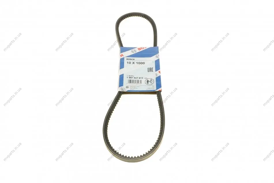 Ремінь генератора Ford Transit 2.5D 88-92/Toyota Land Cruiser 4.2D 90-/Volvo 240/960 86-93 (10x1000) 1 987 947 613 BOSCH 1-987-947-613 (фото 1)