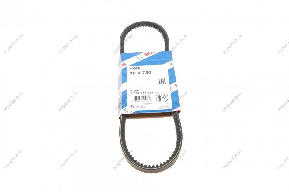 Ремінь генератора клиновий VW Caddy/Golf III/IV/Passat 1.6 91-99 1 987 947 632 BOSCH 1-987-947-632 (фото 1)