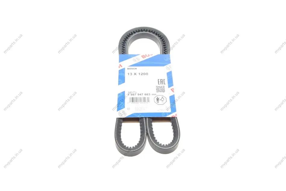 Ремінь генератора Toyota Hilux/Land Cruiser 2.4D 88-02/Ford Sierra 2.8 87-88 (13x1200) 1 987 947 663 BOSCH 1-987-947-663 (фото 1)