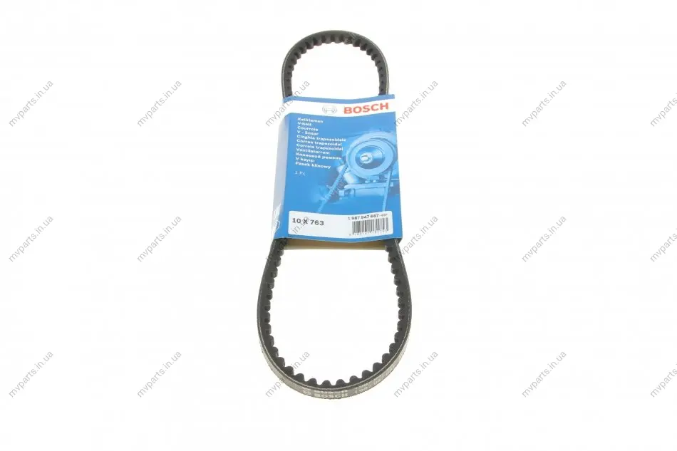 Ремінь генератора VW Passat/T3/Opel Kadett E/Ford Escort/Audi 80 1.3-1.8 -97 (10x763) 1 987 947 687 BOSCH 1-987-947-687 (фото 1)