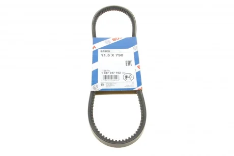Ремінь генератора Audi 100/200/VW Caddy II/Golf III/IV/Passat/Sharan -04 (11.5x790) 1 987 947 782 BOSCH 1-987-947-782