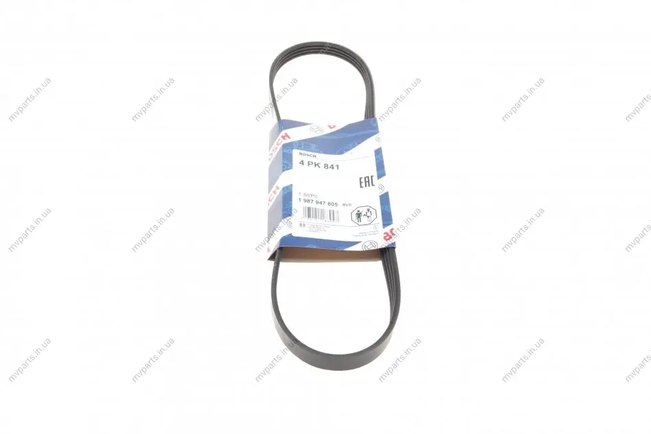 Ремінь генератора Fiat Doblo 1.2 01- (AC) (4PK841) 1 987 947 805 BOSCH 1-987-947-805 (фото 1)