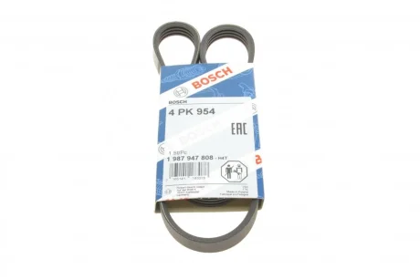 Ремінь генератора Mitsubishi Pajero 3.0 V6 90-00/ Chevrolet Matiz 1.0 05- (4PK954) 1 987 947 808 BOSCH 1-987-947-808