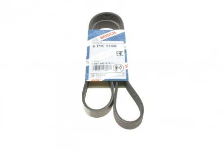 Ремінь генератора Renault Kangoo 1.9D 97-/Mazda 3/6/CX-5 2.2D 12-/Fiat Scudo 2.0 00-06 (6PK1190) 1 987 947 818 BOSCH 1-987-947-818